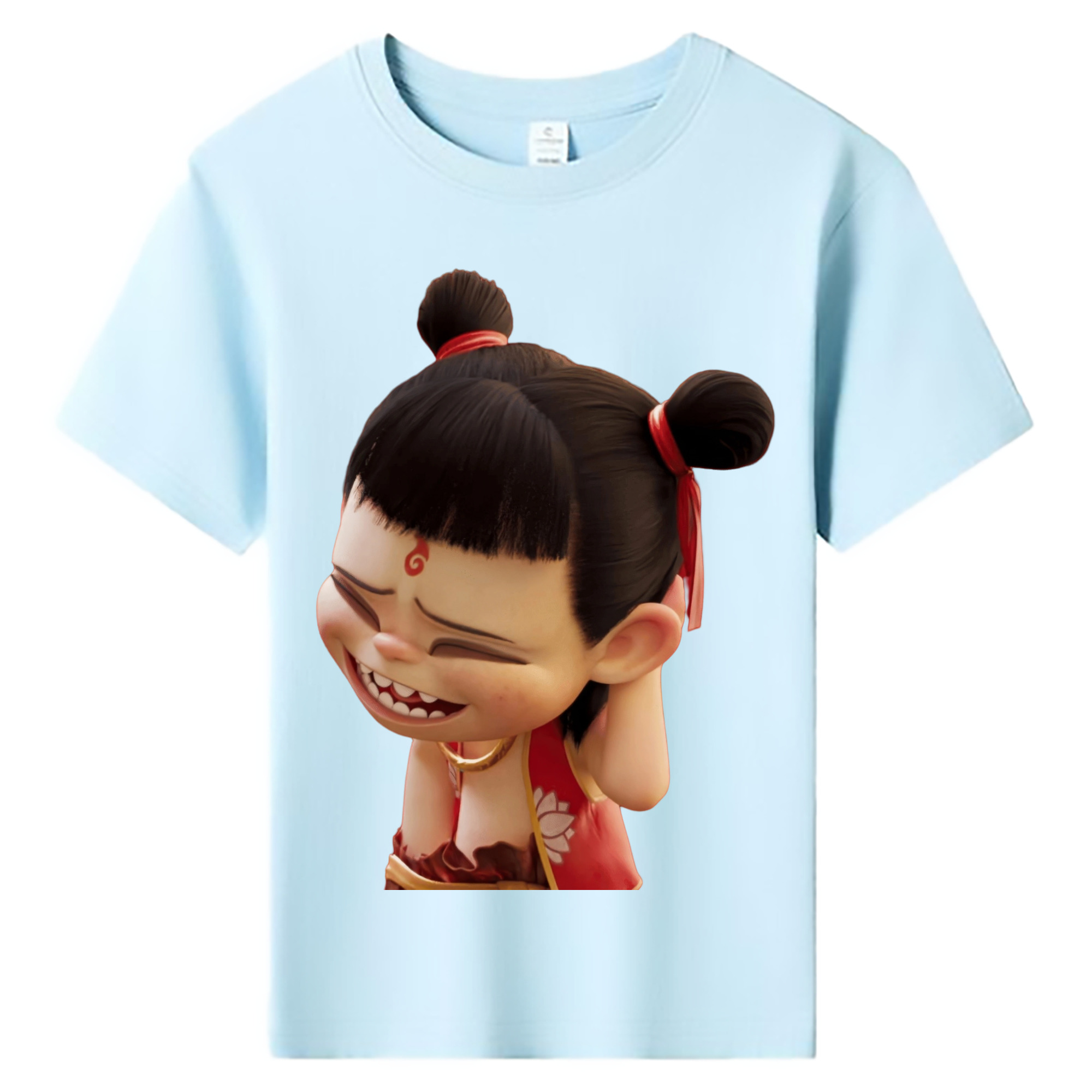 （画像用） Ne Zha 2 ナタ 魔童の大暴れ 綿100％キッズTシャツ（フロントプリント）